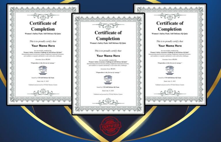 CTS Self Defence Quiz Pack certificate sample