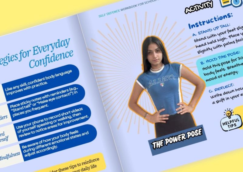 sample pages of self defence workbook for school girls